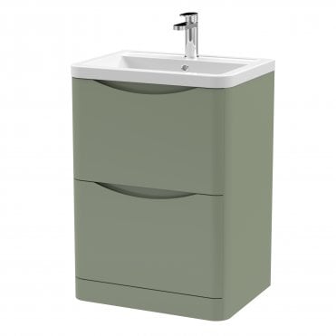 Nuie Lunar 600mm Floor Standing 2 Drawer Vanity & Ceramic Basin LUN801A