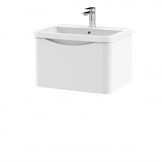 Nuie  Lunar 600mm Wall Hung 1 Drawer Vanity & Polymarble Basin LUN105