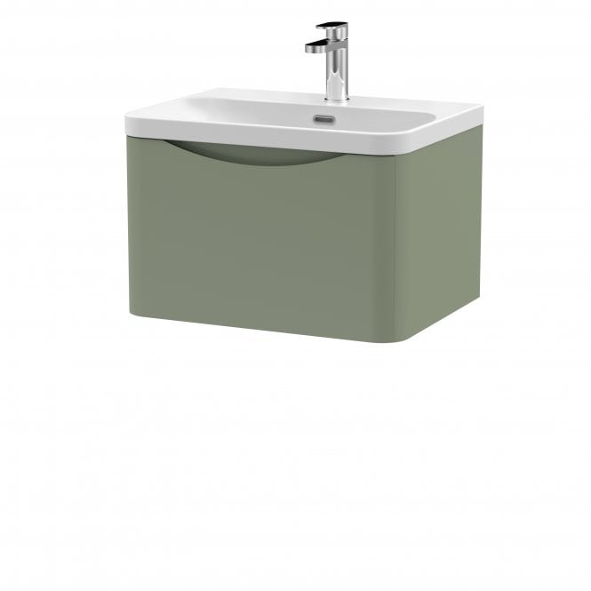 Nuie  Lunar 600mm Wall Hung 1 Drawer Vanity & Thin Edge Ceramic Basin LUN805B