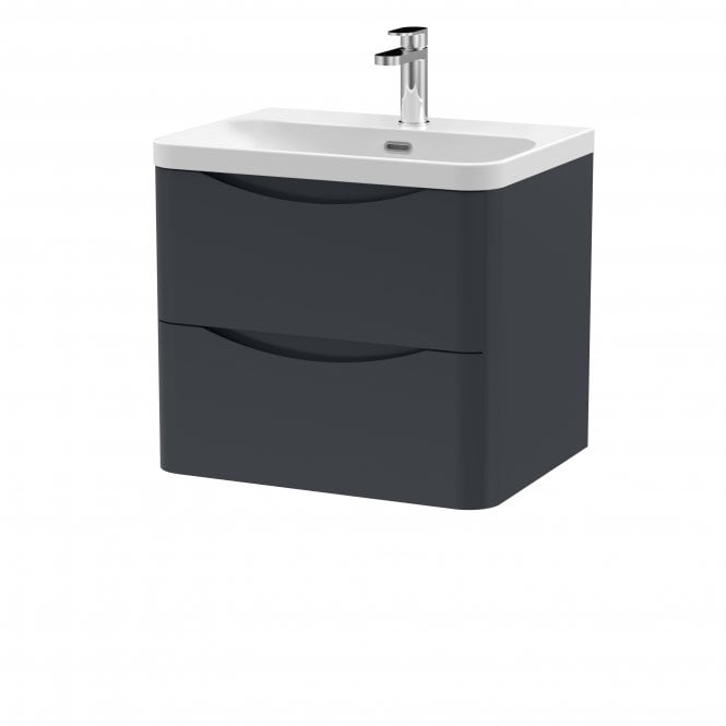 Nuie  Lunar 600mm Wall Hung 2 Drawer Vanity & Thin Edge Ceramic Basin LUN1402B