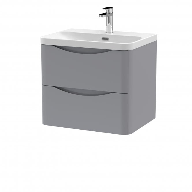 Nuie  Lunar 600mm Wall Hung 2 Drawer Vanity & Thin Edge Ceramic Basin LUN202B