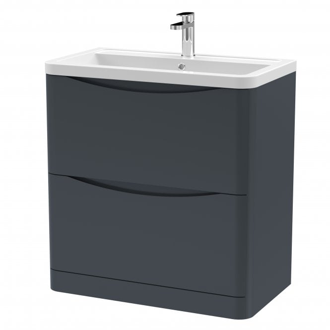 Nuie  Lunar 800mm Floor Standing 2 Drawer Vanity & Ceramic Basin LUN1403A