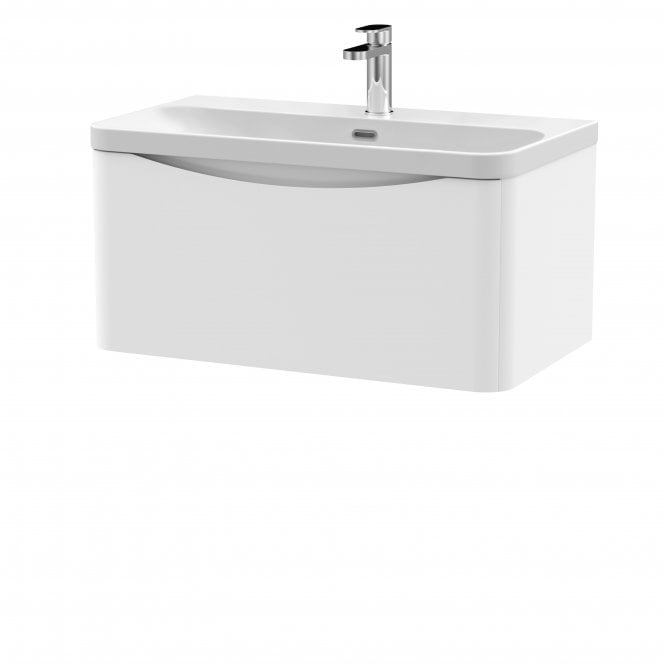 Nuie  Lunar 800mm Wall Hung 1 Drawer Vanity & Thin Edge Ceramic Basin LUN106B