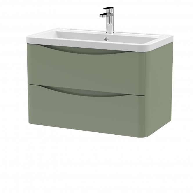 Nuie  Lunar 800mm Wall Hung 2 Drawer Vanity & Ceramic Basin LUN804A