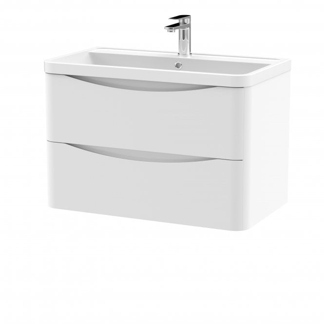 Nuie  Lunar 800mm Wall Hung 2 Drawer Vanity & Polymarble Basin LUN104