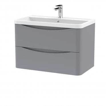 Nuie Lunar 800mm Wall Hung 2 Drawer Vanity & Polymarble Basin LUN204