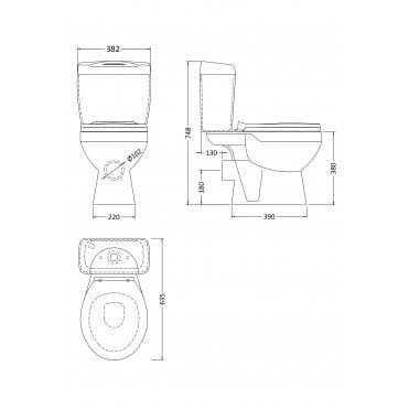 Nuie Melbourne Close Coupled Pan & Cistern inc Seat