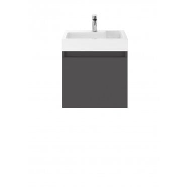 Merit Gloss Grey 500mm Single Door Wall Hung Vanity and Basin 1TH
