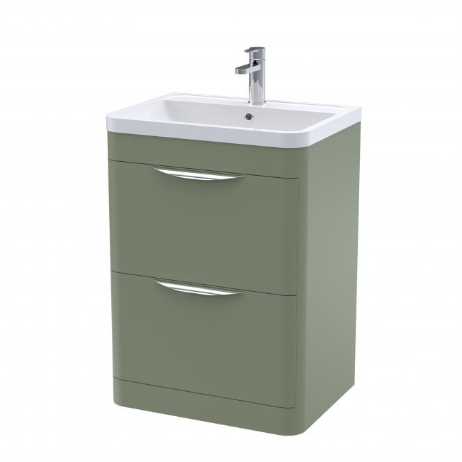 Nuie  Parade 600mm Floor Standing 2 Drawer Vanity & Polymarble Basin FPA801