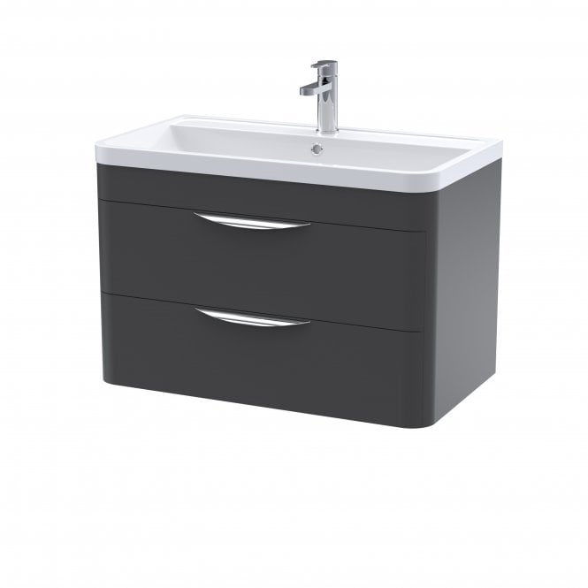 Nuie  Parade 800mm Wall Hung 2 Drawer Vanity & Ceramic Basin FPA1405A