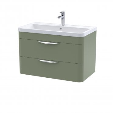 Nuie Parade 800mm Wall Hung 2 Drawer Vanity & Ceramic Basin FPA805A