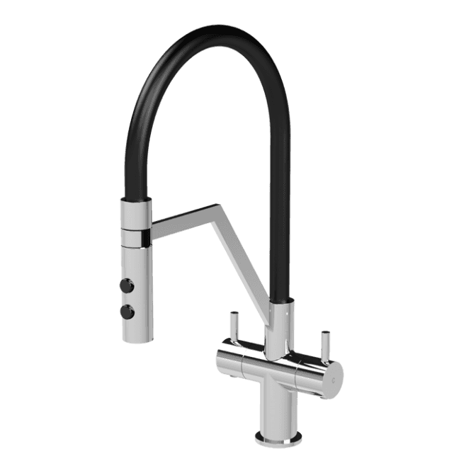 Nuie  Ravi Mono Dual Lever Kitchen Tap Chrome