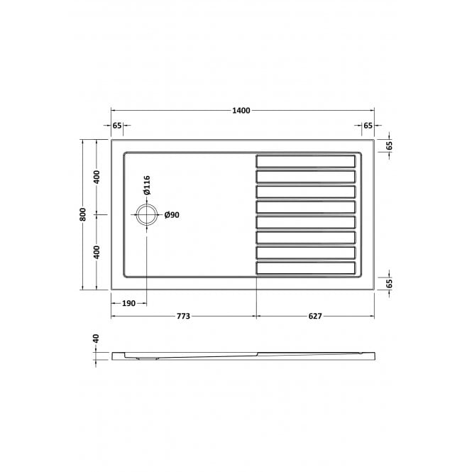 Nuie  Rectangular Walk-In Shower Tray 1400 x 800