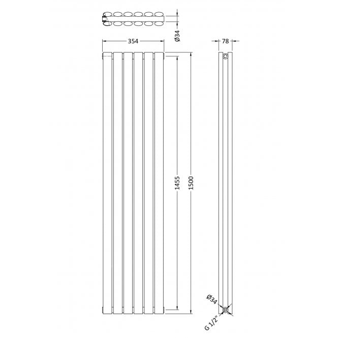 Nuie Revive Double Panel Designer Radiator Matt White 1500 x 354mm