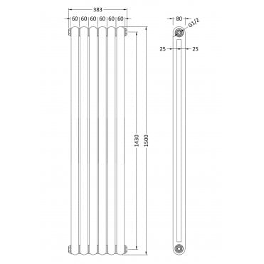 Salvia Designer Radiator White 1500 x 377mm