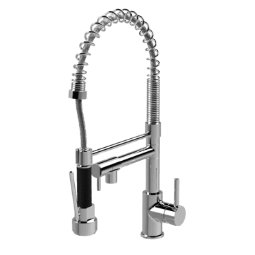 Nuie Tall Side Action Pull Out Kitchen Tap And Rinser Chrome