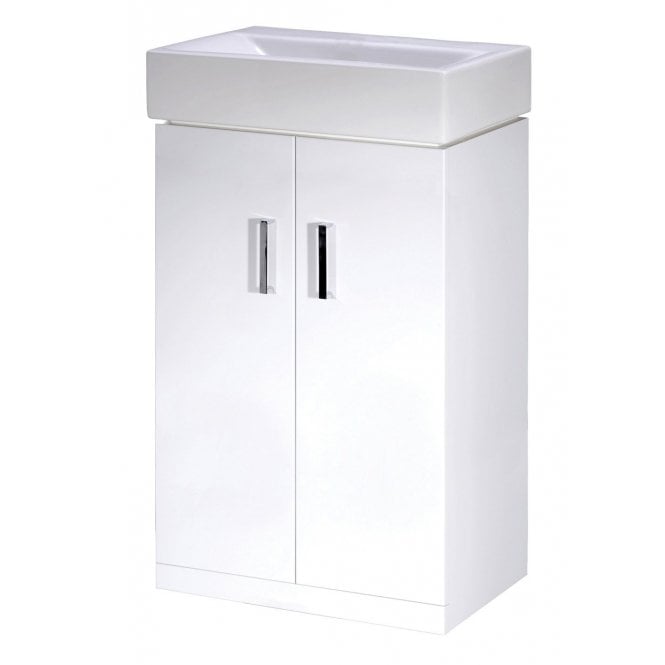 Nuie  Vanity Sink With Cabinet 450mm Modern High Gloss White