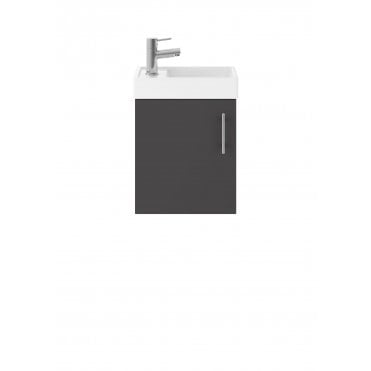 Vault Gloss Grey 400mm Wall Hung Cabinet & Basin 1TH