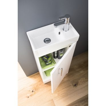 Nuie Vault Gloss White 400mm Wall Hung Cabinet & Basin