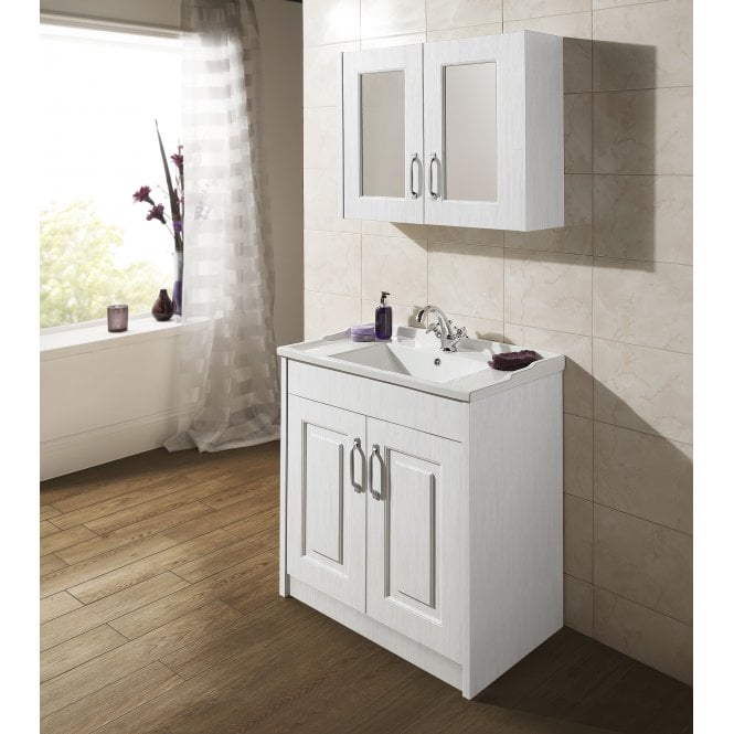 Nuie  York White Ash 800mm Mirror Cabinet