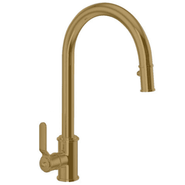 Perrin & Rowe Armstrong Single Lever Mixer With Pull Down Rinse Smooth Handle Aged Brass