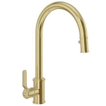 Perrin & Rowe Armstrong Single Lever Mixer With Pull Down Rinse Smooth Handle Gold