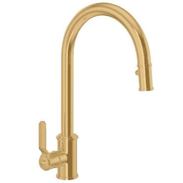 Perrin & Rowe Armstrong Single Lever Mixer With Pull Down Rinse Smooth Handle Satin Brass
