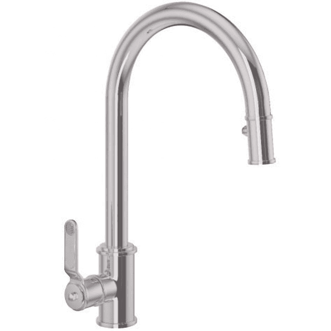 Perrin & Rowe  Armstrong Single Lever Mixer With Pull Down Rinse Textured Handle Pewter