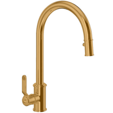 Perrin & Rowe Armstrong Single Lever Mixer With Pull Down Rinse Textured Handle Polished Brass