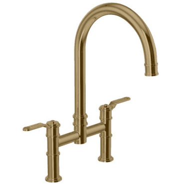 Perrine & Rowe Armstrong Bridge Kitchen Mixer Tap With Textured Handles Aged Brass