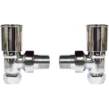 Angled Round Head Radiator Valve (Pair)