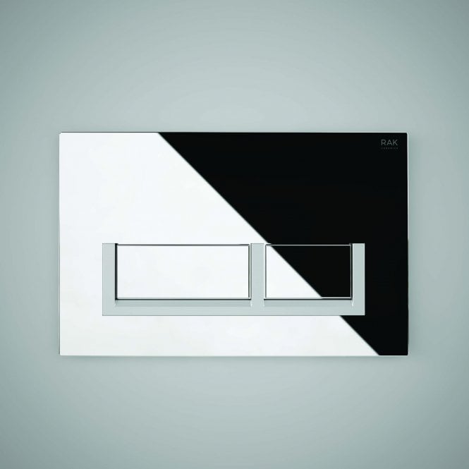 RAK -Ecofix Polished Chrome Flush Plate with Matt Chrome surrounding rectangular push plates