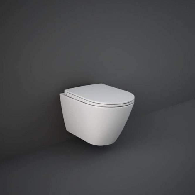RAK -Feeling Rimless Wall Hung Pan And Soft Close Seat In Matt White