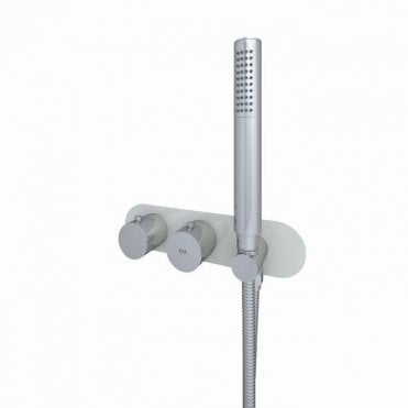 RAK-Feeling Round Horizontal Dual Outlet Thermostatic Concealed Shower Valve with Wall Outlet in Greige