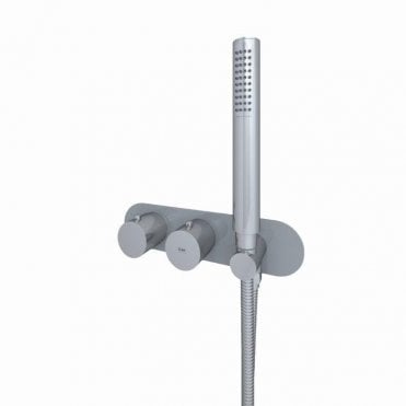 RAK-Feeling Round Horizontal Dual Outlet Thermostatic Concealed Shower Valve with Wall Outlet in Grey