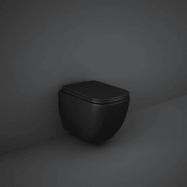 RAK Feeling Square Rimless Wall Hung Toilet Pan Matt Black