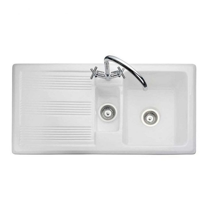RAK  Gourmet Sink 1 MKII Kitchen Sink 1.5 Bowl FireClay Sink & Drainer OC175AWHA