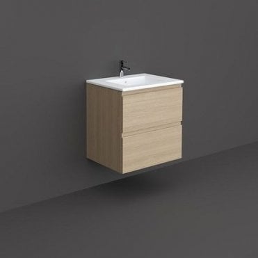 Rak Joy 600mm Wall Hung Basin Unit Oak Inc Basin