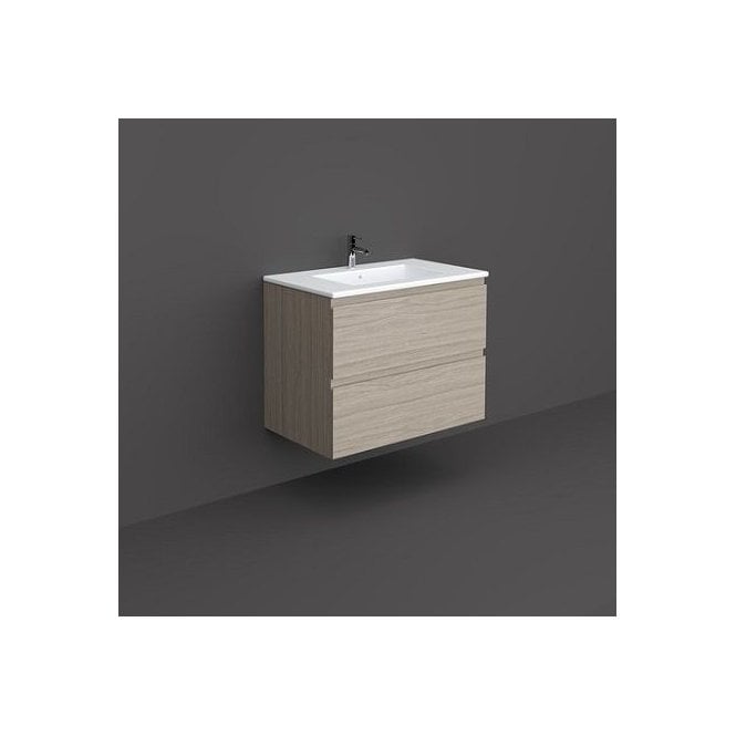 RAK  Joy 800mm Wall Hung Basin Unit Grey Elm Inc Basin