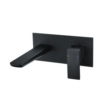 RAK-Moon Wall Mounted Basin Mixer with Back Plate in Black
