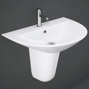 Morning 550mm 1 Tap Hole Wall Hung Basin With Half Pedestal