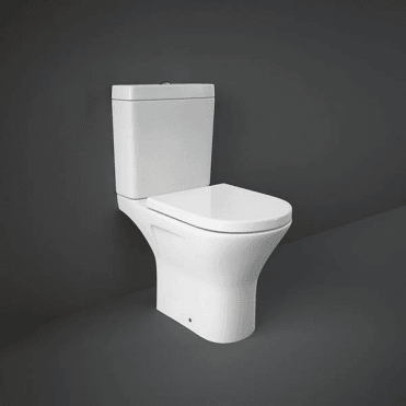 RAK Resort Mini Close Coupled Open Back Rimless Toilet WC Pack including Soft close Seat