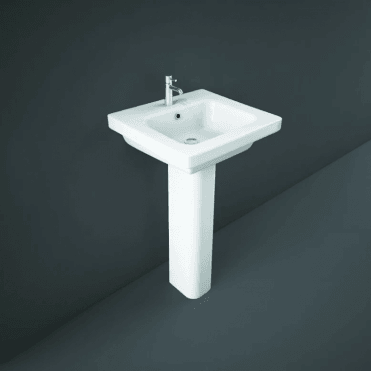 Resort Wall Hung 55cm Wash Basin 1TH With Full Pedestal
