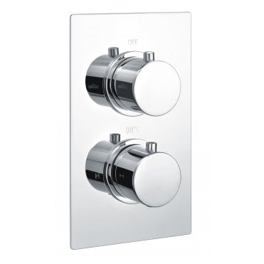 RAK Round Dual Outlet, 2 Handle Thermostatic Concealed Shower Valve