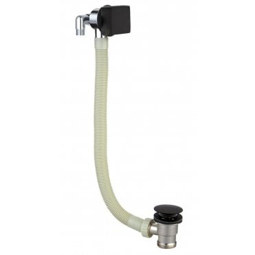 Square Bath Overflow Filler with Clicker Waste in Black