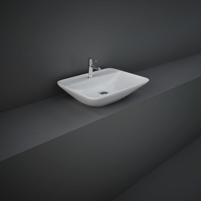 RAK  Variant Rectangular Counter Top Wash Basin 55cm 1TH  with Tap Ledge White VARCT55501AWHA