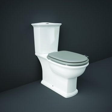 RAK-Washington Open Back WC With Push Button Cistern and Matt Grey Soft Close Seat (Wood)