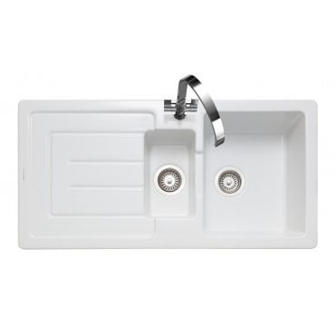 Austell 1.5 Bowl Ceramic Inset Kitchen Sink & Drainer CAU10102WH/