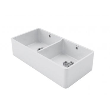 Rangemaster Farmhouse 895 x 460mm 2 Bowl Fire Clay Ceramic Belfast Sink CFBL900WH/