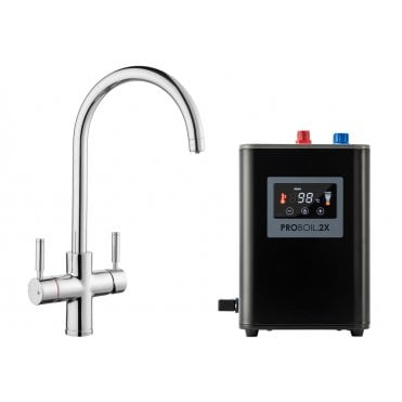 Rangemaster GEO Intense 4 In 1 Dual Lever Hot Water Kitchen Tap Chrome